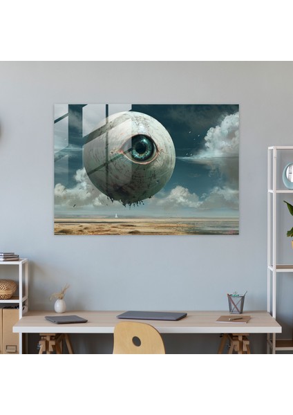 Ürkütücü Dev Gözlüklü Cam Duvar Sanatı - Sürrealizm Sanatı, Duvar Dekorasyonu, Modern Sanat, Cam Duvar Sanatı, 45X30
