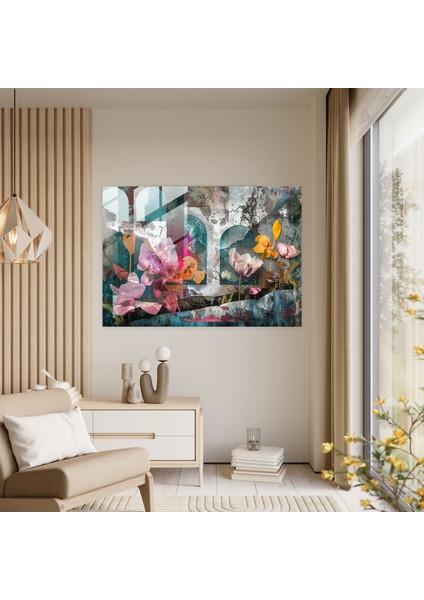 Büyük Boy Çiçek Bahçesi Duvar Süslemesi - Sürrealizm Sanatı, Cam Duvar Sanatı, Sürrealizm Sanatı, Deforme, 45X30 modelleri