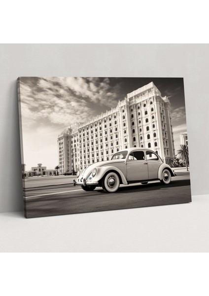 Volkswagen Beetle Duvar Tablosu - Volkswagen Beetle, Nostalji, Duvar Sanatı, Kanvas Tablo, 50X30