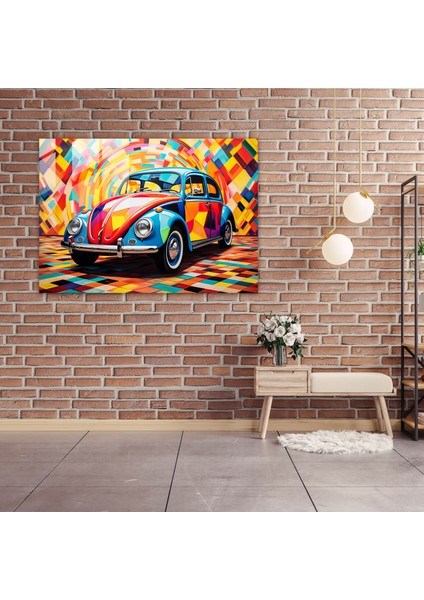 Volkswagen Beetle Cam Tablo - Volkswagen Beetle, Cam Baskı, Canlı Desenler, Cam Sanatı, 45X30 fiyatları