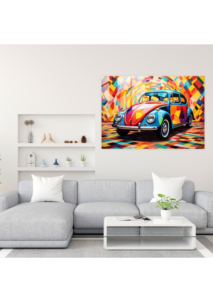 Volkswagen Beetle Cam Tablo - Volkswagen Beetle, Cam Baskı, Canlı Desenler, Cam Sanatı, 45X30 modelleri