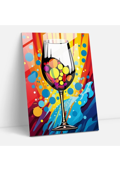 Şarap Kadehi Baskı - Pop Art'tan Esinlenen Cam Duvar Sanatı - Şarap, Duvar Dekorasyonu, Cam Duvar Sanatı, Canlı, 30X45