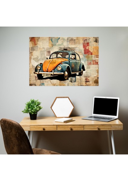 Volkswagen Beetle Duvar Tablosu - Volkswagen Beetle, Yolculuk Tutkusu, Kanvas Tablo, Duvar Sanatı, 50X30
