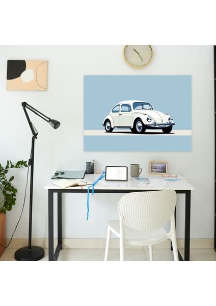 Minimalist Volkswagen Beetle Duvar Tablosu - Volkswagen Beetle, Minimalist Illüstrasyon, Ev Dekorasyonu, Duvar Dekorasyonu, 50X30 fiyatları