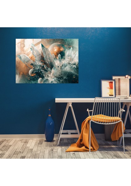 Gerçeküstücülük Modern Sanat: Galaksi Gezegenler Kristalleri - Gerçeküstücülük Sanatı, Ev Dekorasyonu, Modern Sanat, Cam Baskı, 45X30
