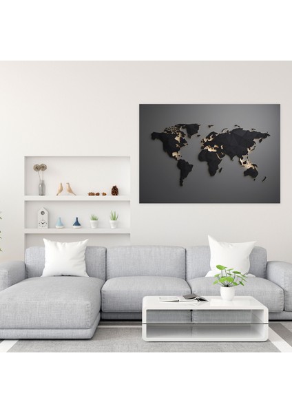 Modern Dünya Haritası Kanvas Tablo - Dünya Haritası, Minimalist, Kanvas Tablo, Duvar Sanatı, 50X30 modelleri