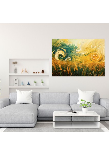 Soyut Buğday Tarlası Van Gogh Duvar Tablosu - Vincent Van Gogh, Vincent Van Gogh, Ev Dekorasyonu, Duvar Dekorasyonu, 50X30