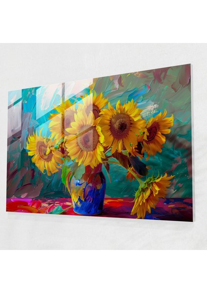 Vincent Van Gogh Cam Duvar Sanatı - Vazoda Ayçiçekleri - Vincent Van Gogh, Vincent Van Gogh, Ev Dekorasyonu, Cam Duvar Sanatı, 45X30