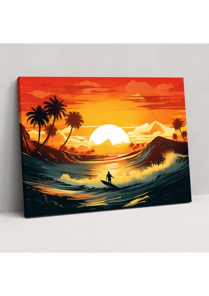 Sörf Gün Batımı Kanvas Tablo - Sörf, Sörf, Gün Batımı, Kanvas Tablo, 50X30