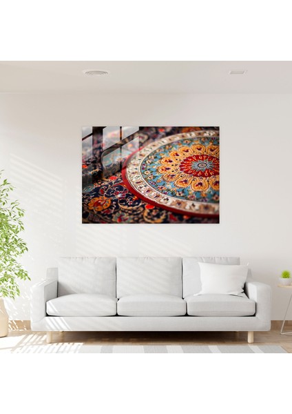 Büyüleyici Türk Halı Cam Duvar Sanatı - Türk Halısı, Cam Sanatı, Türk Halı Deseni, Cam Duvar Sanatı, 45X30