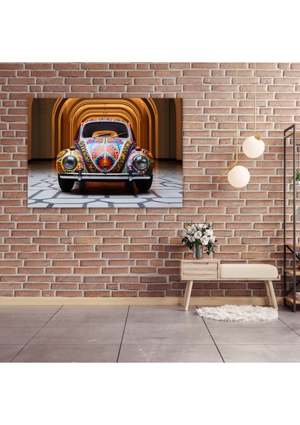 Volkswagen Beetle Kanvas Tablo - Geometrik Desenli Duvar Dekorasyonu - Volkswagen Beetle, Ev Dekorasyonu, Girift Şekiller, Kanvas Tablo, 50X30 fiyatları