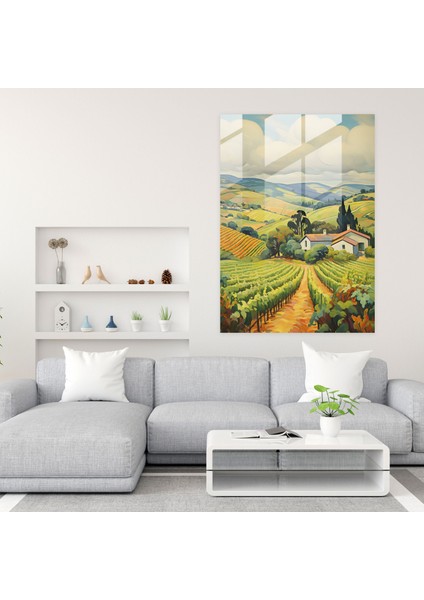 Şarap Kadehi Duvar Sanatı - Bağ Manzarası - Şarap, Şarap, Fransız Empresyonist Tarzı, Bağ Manzarası, 30X45 fiyatları