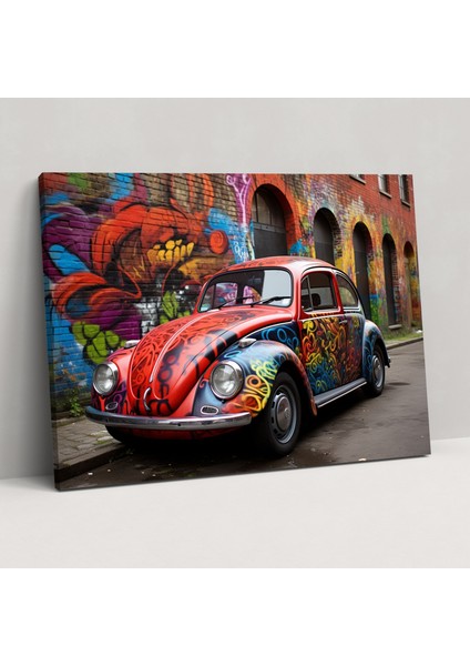 Volkswagen Beetle Kanvas Tablo - Sokak Sanatsal Duvar Tablosu Duvar Tablosu - Volkswagen Beetle, Duvar Dekorasyonu, Sokak Sanatsal Duvar Resmi, Duvar Sanatı, 50X30