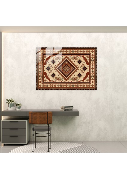 Toprak Tonu Türk Halısı Cam Baskı - Türk Halısı, Modern Sanat, Duvar Dekorasyonu, Cam Baskı, 45X30 fiyatları