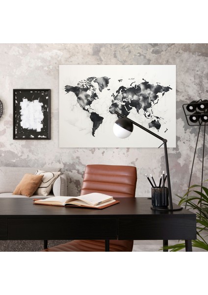 Siyah Beyaz Dünya Haritası Kanvas Tablo - Dünya Haritası, Duvar Dekorasyonu, Çağdaş, Duvar Sanatı, 50X30 fiyatları