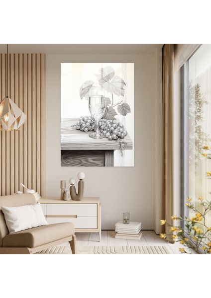 Klasik Şarap Kadehi Çizim Cam Baskı - Şarap, Duvar Süslemesi, Ev Dekorasyonu, Şarap, 30X45 fiyatları