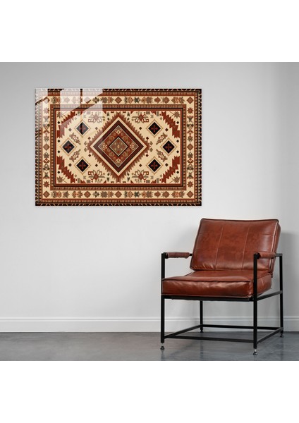 Toprak Tonu Türk Halısı Cam Baskı - Türk Halısı, Modern Sanat, Duvar Dekorasyonu, Cam Baskı, 45X30 modelleri
