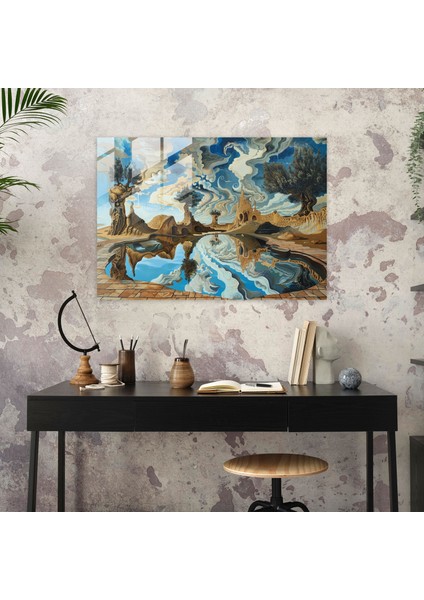 Gerçeküstü Manzaralar Cam Duvar Sanatı - Salvador Dali, Ev Dekorasyonu, Çarpık Perspektifler, Duvar Dekorasyonu, 45X30