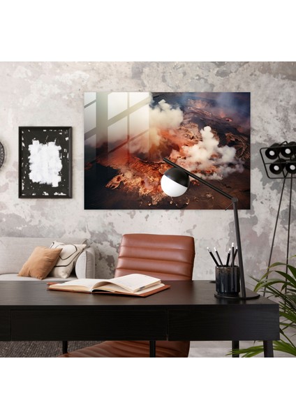 Volkan Ev Dekorasyonu - Volkan, Duvar Süslemesi, Volkanik Krater, Cam Baskı, 45X30 modelleri