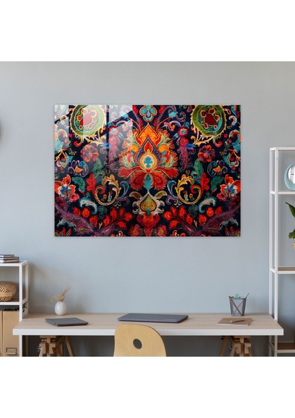 Türk Halı Desenli Duvar Dekorasyonu - Türk Halısı, Duvar Dekorasyonu, Girift Desenler, Taş Tonları, 70X50