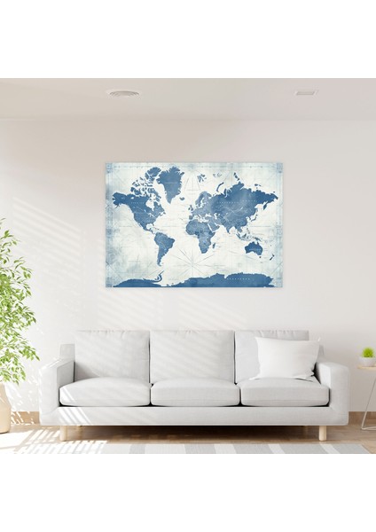 Vintage Blueprint Dünya Haritası Kanvas Tablo - Dünya Haritası, Ozalit Kağıt Dokusu, Duvar Sanatı, Dünya Haritası, 50X30 fiyatları