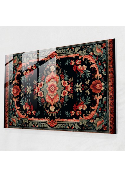 Girift Türk Halısı Cam Baskı - Türk Halısı, Türk Halı Deseni, Cam Baskı, Cam Sanatı, 45X30