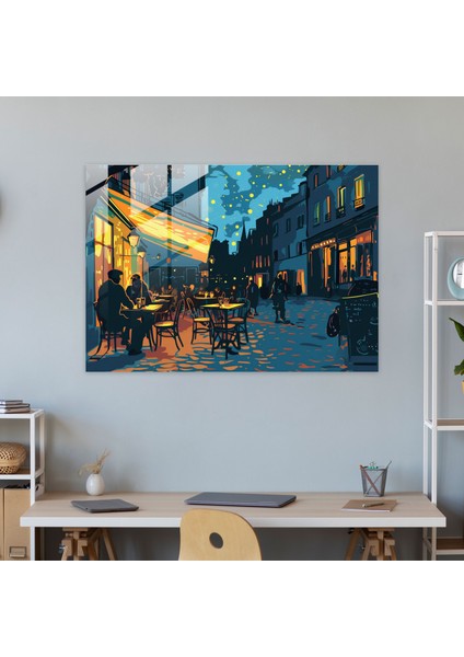Vincent Van Gogh Duvar Dekorasyonu - Gece Kafe Terası - Vincent Van Gogh, Cam Duvar Sanatı, Vincent Van Gogh, Cam Sanatı, 45X30 fiyatları