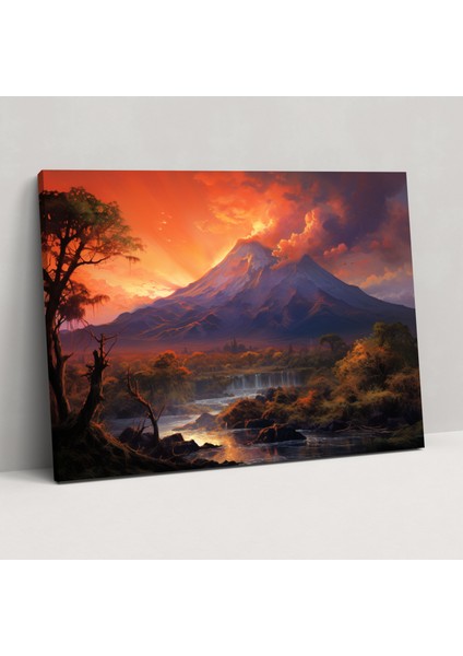 Volkan Duvar Dekorasyonu - Volkan, Duvar Sanatı, Ev Dekorasyonu, Kanvas Tablo, 50X30
