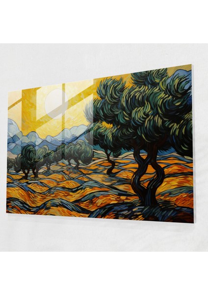 Vincent Van Gogh Ev Dekorasyonu - Sakin Zeytin Ağaçları - Vincent Van Gogh, Cam Baskı, Modern Sanat, Vincent Van Gogh, 45X30