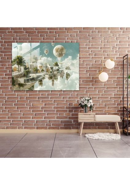 Rüya Gibi Peyzaj Cam Sanatı - Gerçeküstücülük Sanatı, Imkansız Mimari, Cam Baskı, Cam Sanatı, 45X30