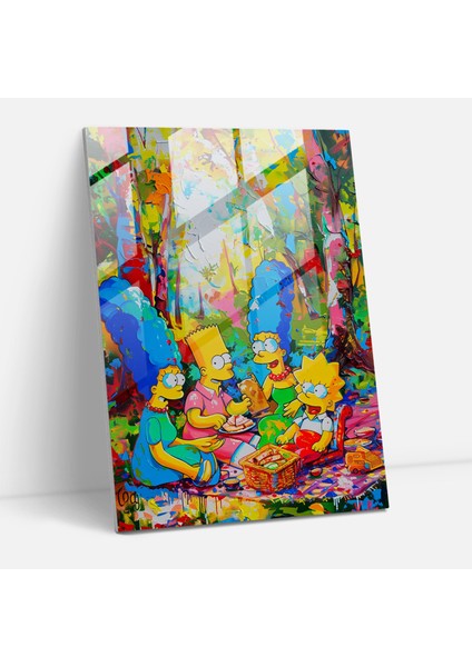 Simpsons Cam Baskı - Simpsonlar, Modern Sanat, Renkli, Ev Dekorasyonu, 60X90