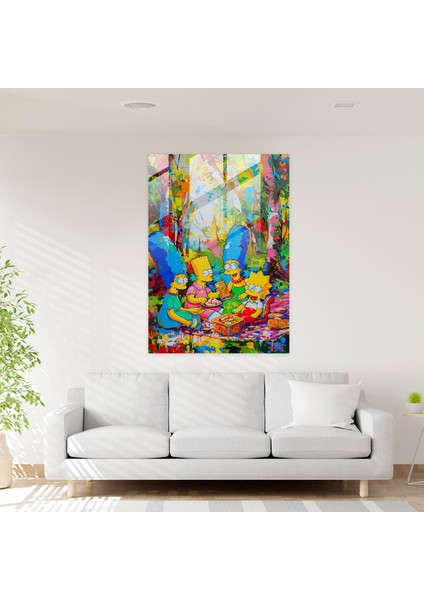 Simpsons Cam Baskı - Simpsonlar, Modern Sanat, Renkli, Ev Dekorasyonu, 60X90