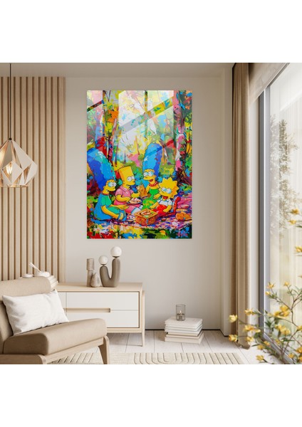 Simpsons Cam Baskı - Simpsonlar, Modern Sanat, Renkli, Ev Dekorasyonu, 60X90