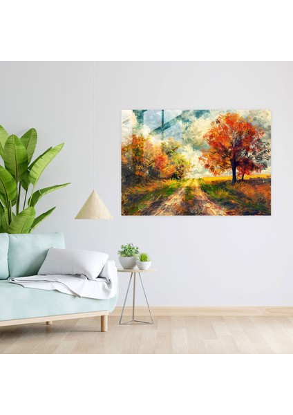 Vincent Van Gogh Cam Baskı: Renkli Ağaçlar Yol Cam Duvar Sanatı - Vincent Van Gogh, Modern Sanat, Vincent Van Gogh, Duvar Dekorasyonu, 45X30 fiyatları
