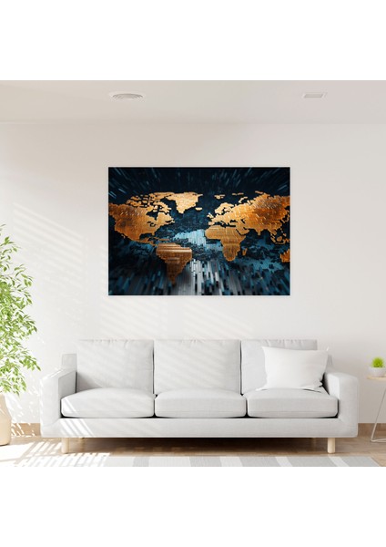 Dünya Haritası Duvar Sanatı - Dünya Haritası, Dünya Haritası, Dijital Sanat Çalışması, 3D Mozaik, 50X30 modelleri