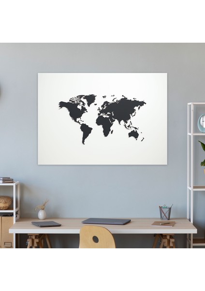 Minimalist Dünya Haritası Duvar Sanatı - Dünya Haritası, Simgesel Yapılar, Dünya Haritası, Basitleştirilmiş, 50X30 fiyatları