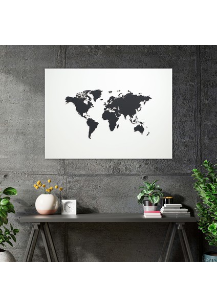 Minimalist Dünya Haritası Duvar Sanatı - Dünya Haritası, Simgesel Yapılar, Dünya Haritası, Basitleştirilmiş, 50X30 modelleri
