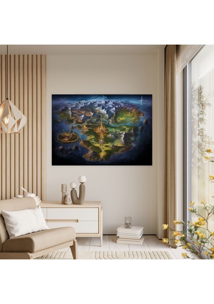 Fantastik Dünya Haritası Kanvas Tablo - Dünya Haritası, Kanvas Tablo, Fantastik Manzaralar, Fantastik Manzara, 50X30 modelleri