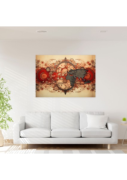 Mandala Dünya Haritası Duvar Dekorasyonu - Dünya Haritası, Dünya Haritası, Mandala Desenleri, Bağlantılılık, 50X30