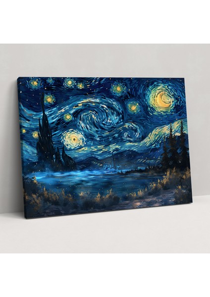 Vincent Van Gogh Yıldızlı Gece Gökyüzü Tablosu - Vincent Van Gogh, Ev Dekorasyonu, Duvar Dekorasyonu, Duvar Sanatı, 50X30