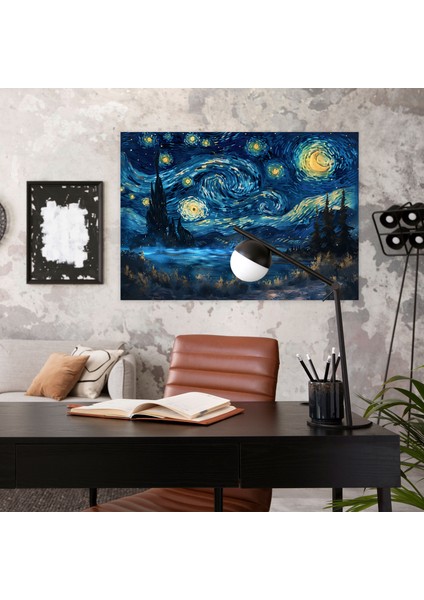 Vincent Van Gogh Yıldızlı Gece Gökyüzü Tablosu - Vincent Van Gogh, Ev Dekorasyonu, Duvar Dekorasyonu, Duvar Sanatı, 50X30