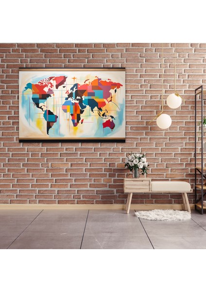 Modern Dünya Haritası Duvar Sanatı - Dünya Haritası, Kanvas Tablo, Modern Soyut Resim, Kanvas Tablo Duvar Sanatı, 50X30 fiyatları