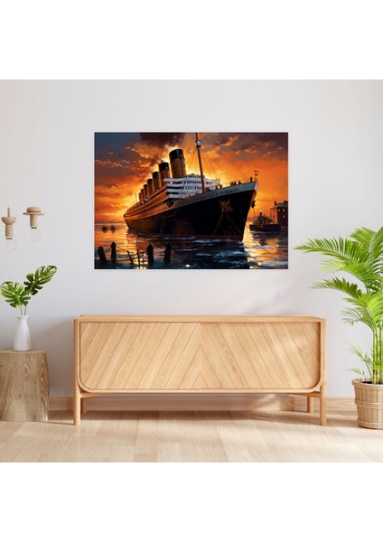 Titanic Duvar Sanatı - Vintage Poster Tasarımı - Titanic, Ocean Liner, Zarafet, Ihtişam, 50X30 modelleri
