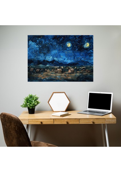 Vincent Van Gogh Yıldızlı Gece Kanvas Tablo - Vincent Van Gogh, Kanvas Tablo, Ev Dekorasyonu, 50X30