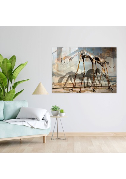 Salvador Dali Uzun Bacaklı Filler Cam Duvar Sanatı - Salvador Dali, Sürrealizm, Cam Duvar Sanatı, Kaprisli, 45X30 modelleri