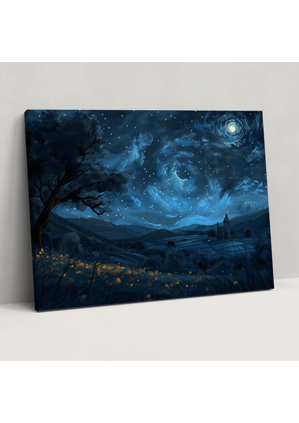 Vincent Van Gogh Yıldızlı Gece Kanvas Tablo - Vincent Van Gogh, Duvar Dekorasyonu, Duvar Sanatı, Kanvas Tablo, 50X30
