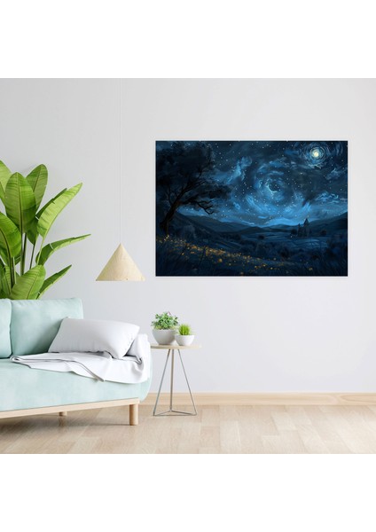 Vincent Van Gogh Yıldızlı Gece Kanvas Tablo - Vincent Van Gogh, Duvar Dekorasyonu, Duvar Sanatı, Kanvas Tablo, 50X30