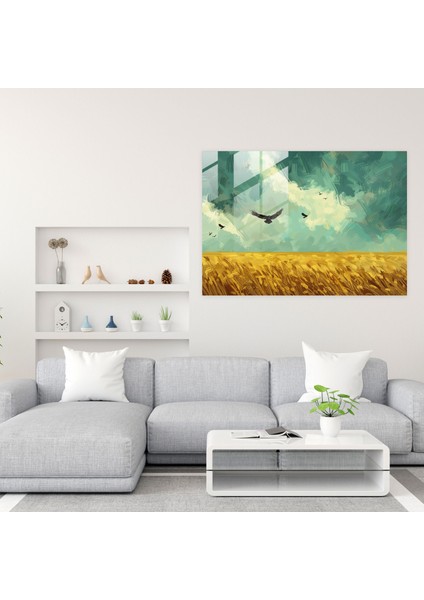 Vincent Van Gogh Modern Sanat - Uğursuz Buğday Tarlası - Vincent Van Gogh, Modern Sanat, Buğday Tarlası, Duvar Dekorasyonu, 45X30