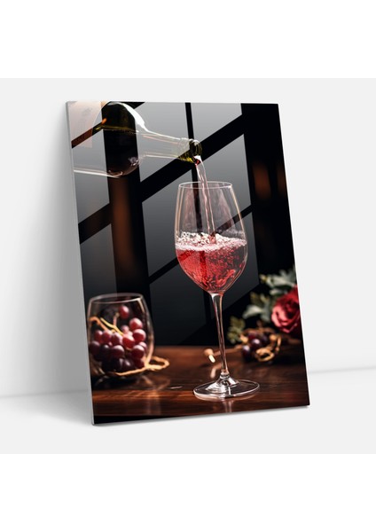 Şarap Kadehi Baskı - Dökme Elegance - Cam Sanatı - Şarap, Cam Sanatı, Ev Dekorasyonu, Şarap, 30X45