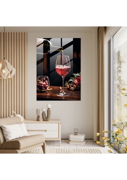 Şarap Kadehi Baskı - Dökme Elegance - Cam Sanatı - Şarap, Cam Sanatı, Ev Dekorasyonu, Şarap, 30X45 fiyatları